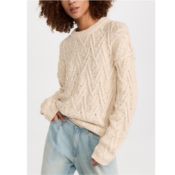 Free People Sweater Tunic Isla Cable Cream - Picture 2 of 9